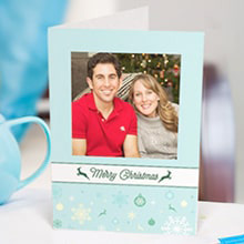 Personalised photo card with a couple's picture and festive design