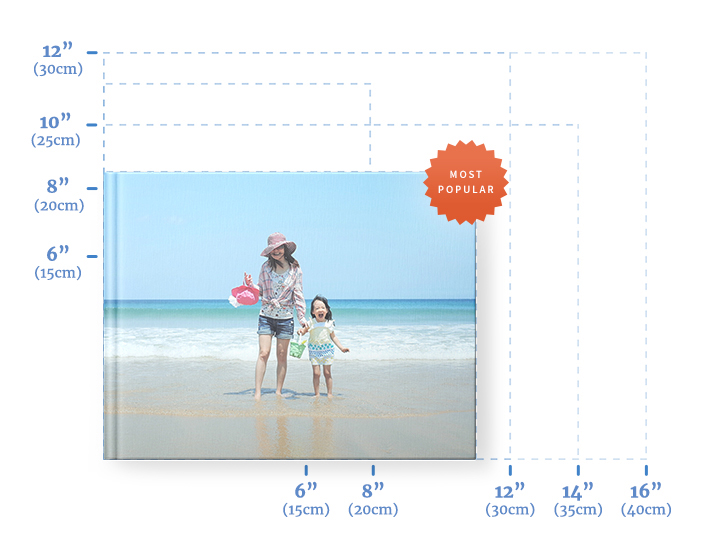 A wide range of photo book sizes available from albumworks.